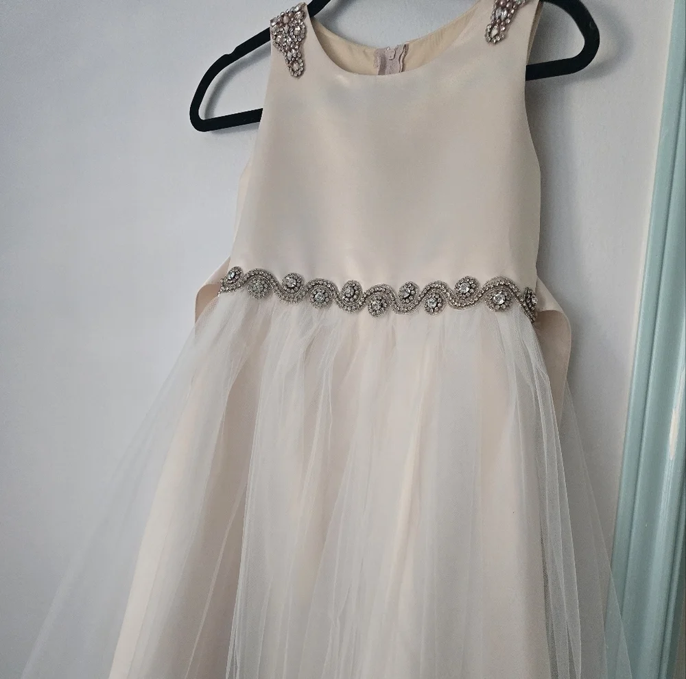 Petite Adele Little Girls Champagne Rhinestone.  Size 11-12